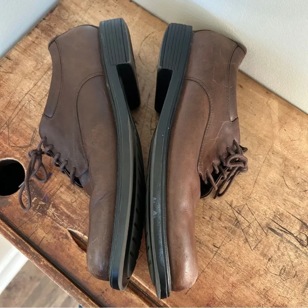 Rockport 10.5 Wide Brown Leather Derby Dress Shoes Classic Business Casual Event